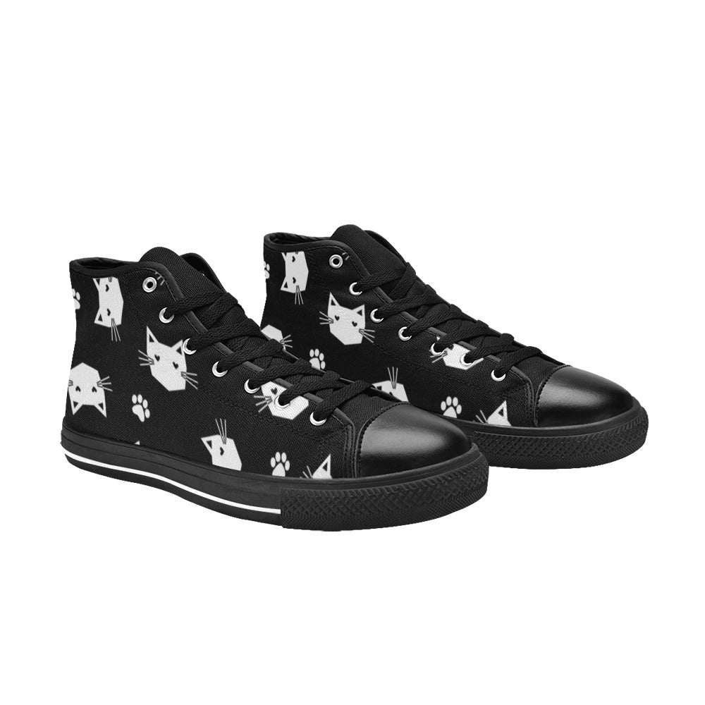 Geometric Cats - Women's High Top Canvas Shoes