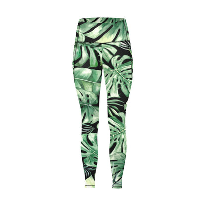 Jungle Leaves - Women's Leggings with Pockets