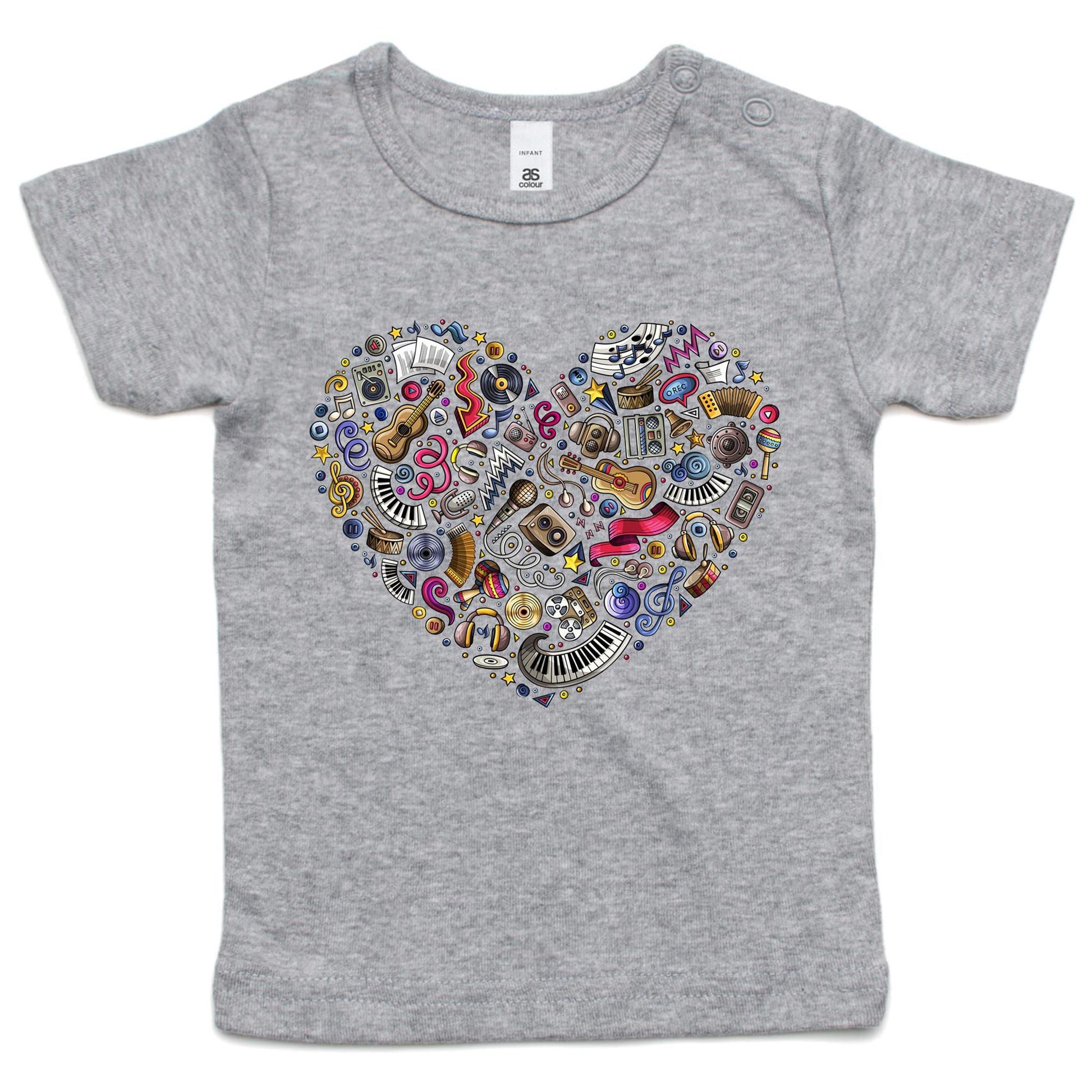 Heart Music - Baby T-shirt Grey Marle Baby T-shirt Music