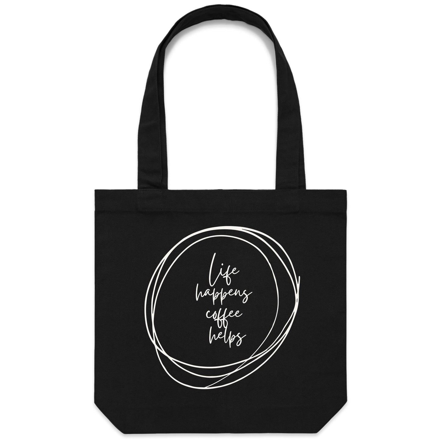 Life Happens, Coffee Helps - Canvas Tote Bag