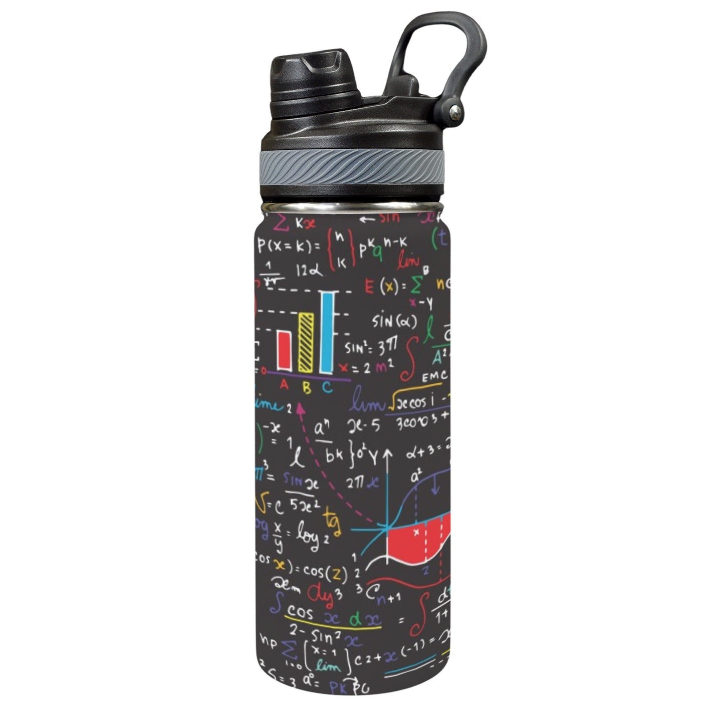 Colourful Maths Formulas - Insulated Water Bottle with Dual-Use Lid (18oz) Insulated Water Bottle with Dual-Use Lid (18oz) Printed Offshore Science