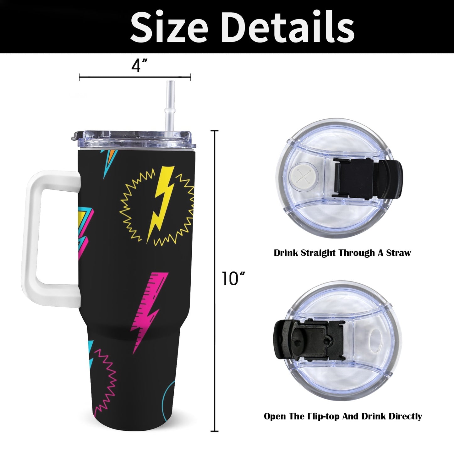 Fun Lightning - 40oz Tumbler with White Handle