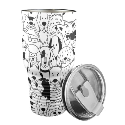 Black And White Dogs - 30oz Insulated Stainless Steel Mobile Tumbler