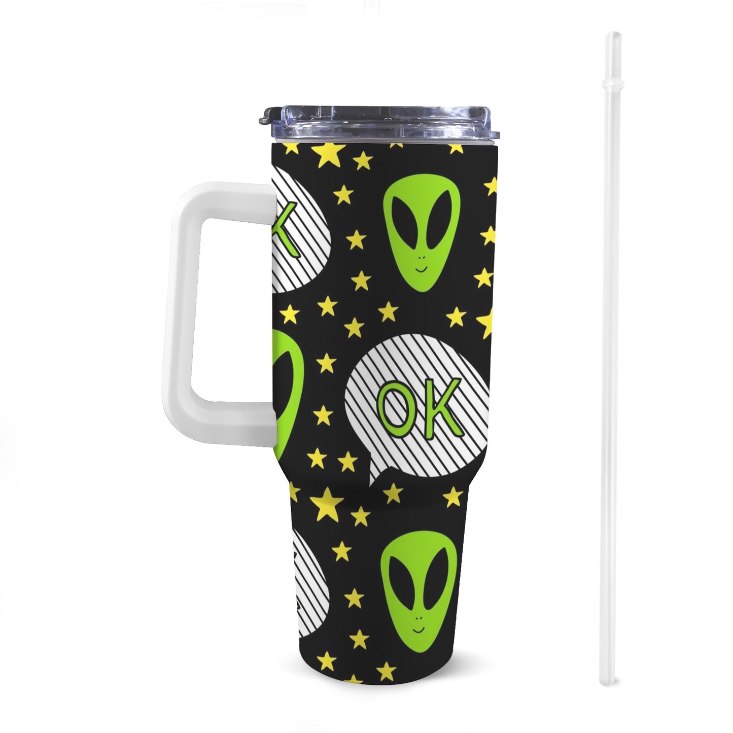 Alien OK 40oz Tumbler with White Handle