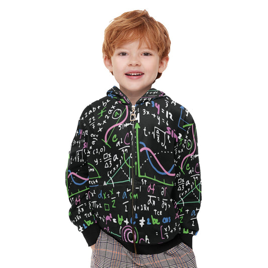 Equations In Green And Pink - Junior Boys Zip Up Hoodie