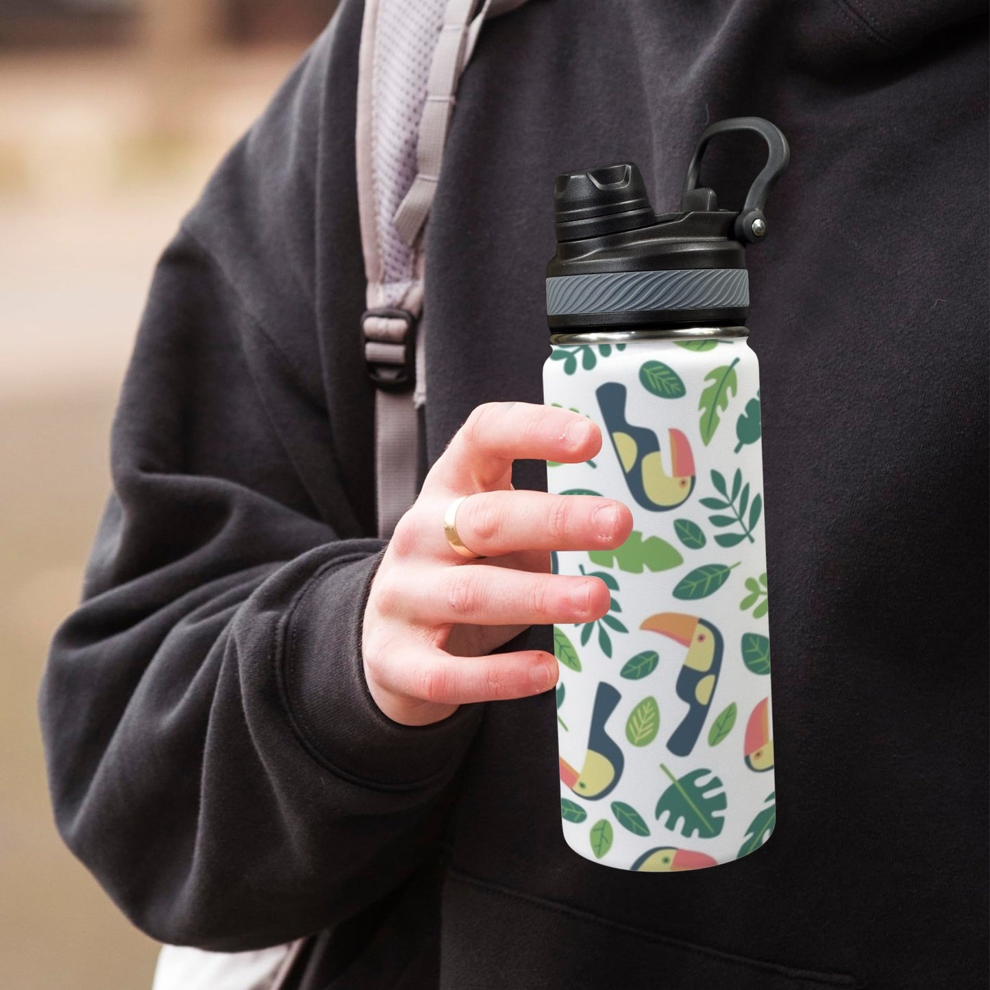 Toucans - Insulated Water Bottle with Dual-Use Lid (18oz) Insulated Water Bottle with Dual-Use Lid (18oz) Printed Offshore