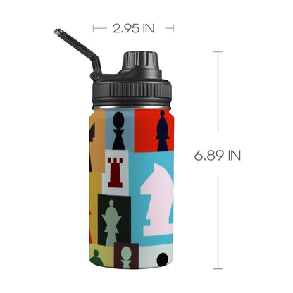 Colourful Chess - Kids Water Bottle with Chug Lid (12 oz)