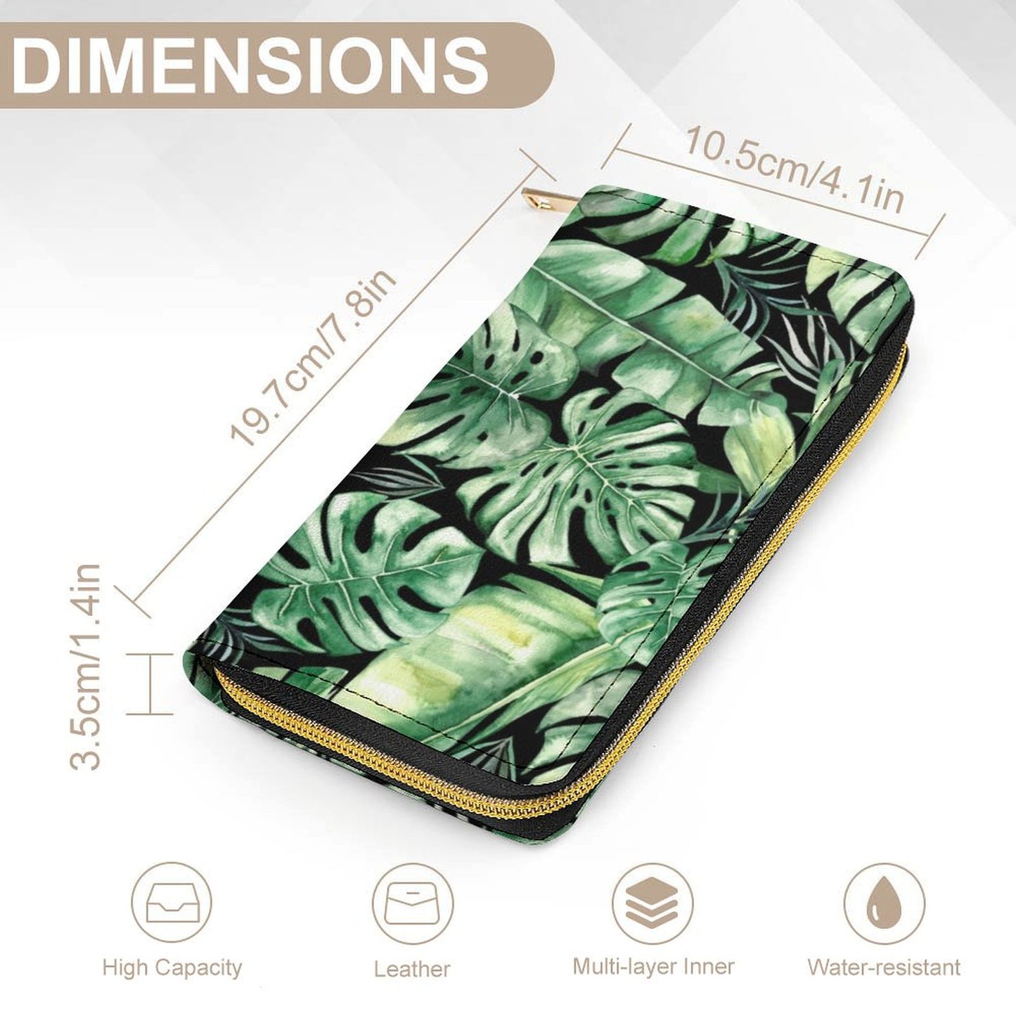 Jungle Leaves - Leather Wallet / Purse