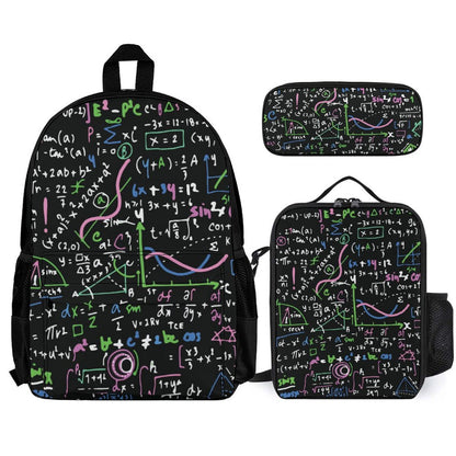 Equations In Green And Pink - School Backpack Three Piece Set