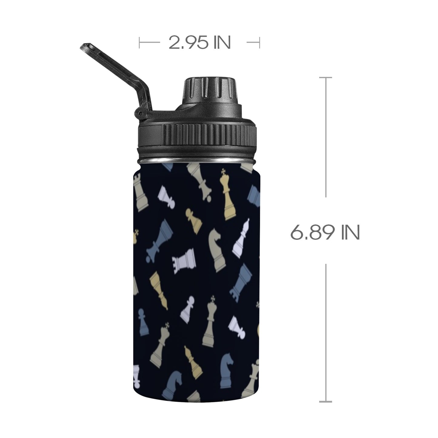 Chess Pattern - Kids Water Bottle with Chug Lid (12 oz)