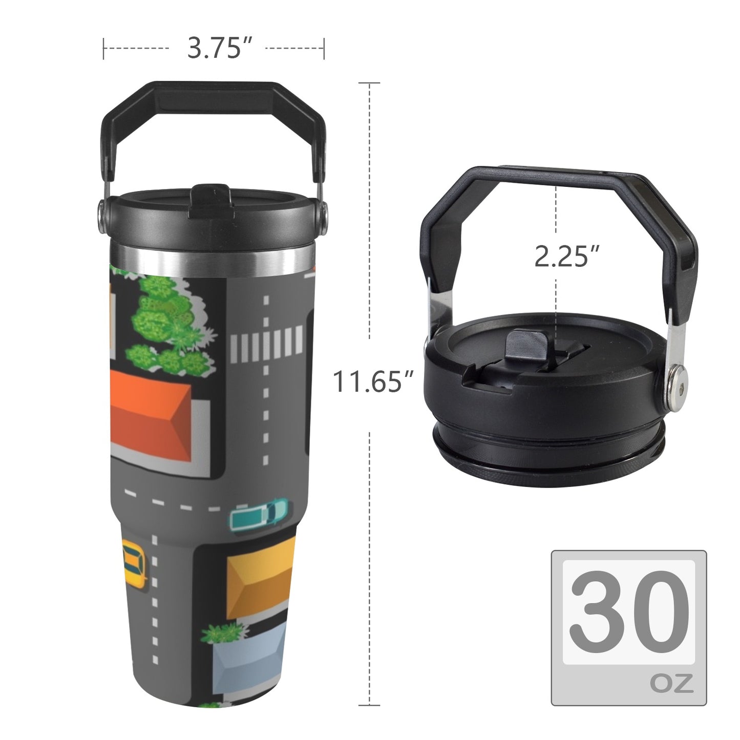 Road Map - 30oz Tumbler with Top Handle