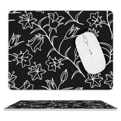 Black And White Floral - Leather Mouse Pad