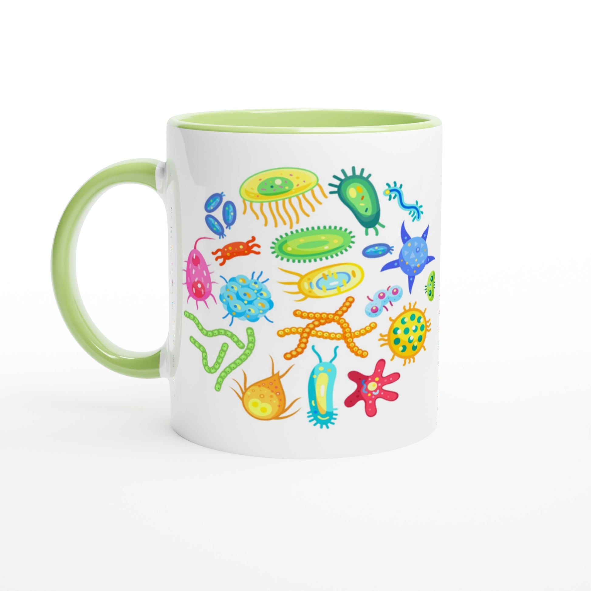 Under The Microscope - White 11oz Ceramic Mug with Colour Inside Ceramic Green Colour 11oz Mug Globally Fulfilled Science