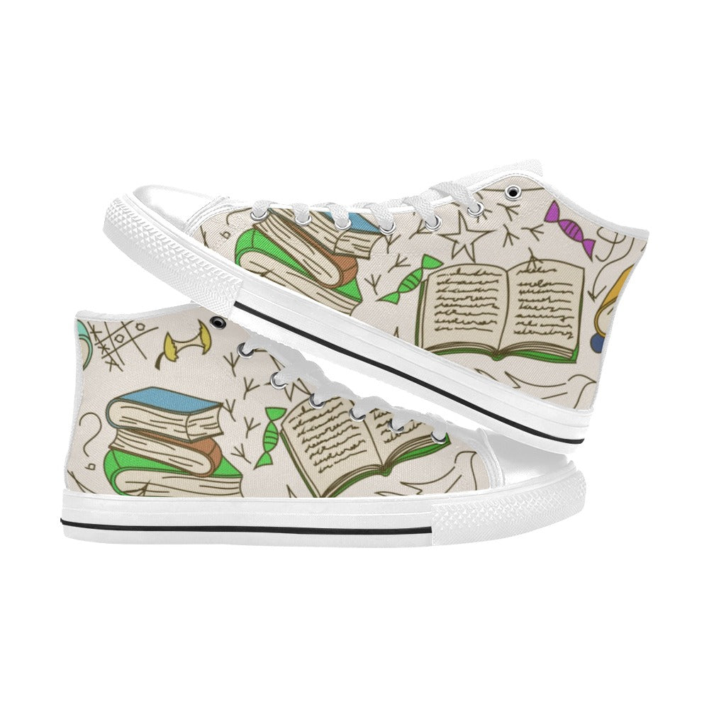 Book Time - Women's High Top Canvas Shoes