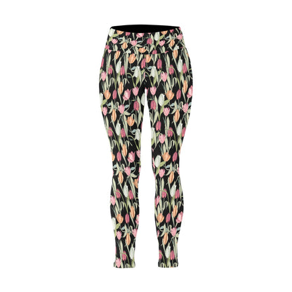 Tulips - Womens High Waist Leggings (Sizes 16-22)