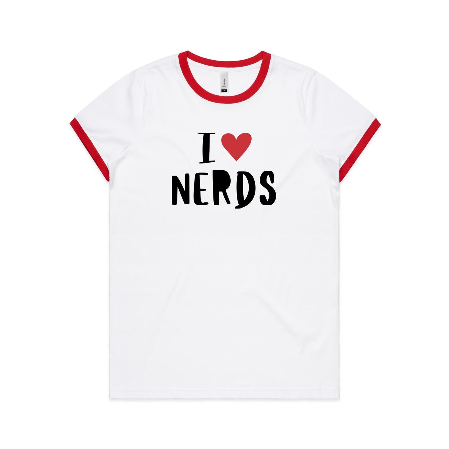 I Love Nerds, Red Heart - Women's Ringer Tee