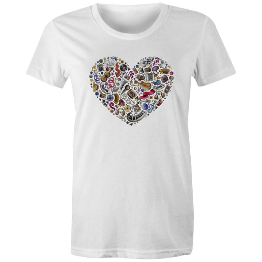 Heart Music - Womens T-shirt White Womens T-shirt Music