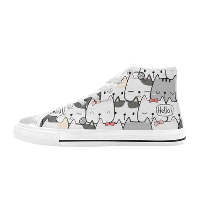 Cat Hello - Men's High Top Canvas Shoes