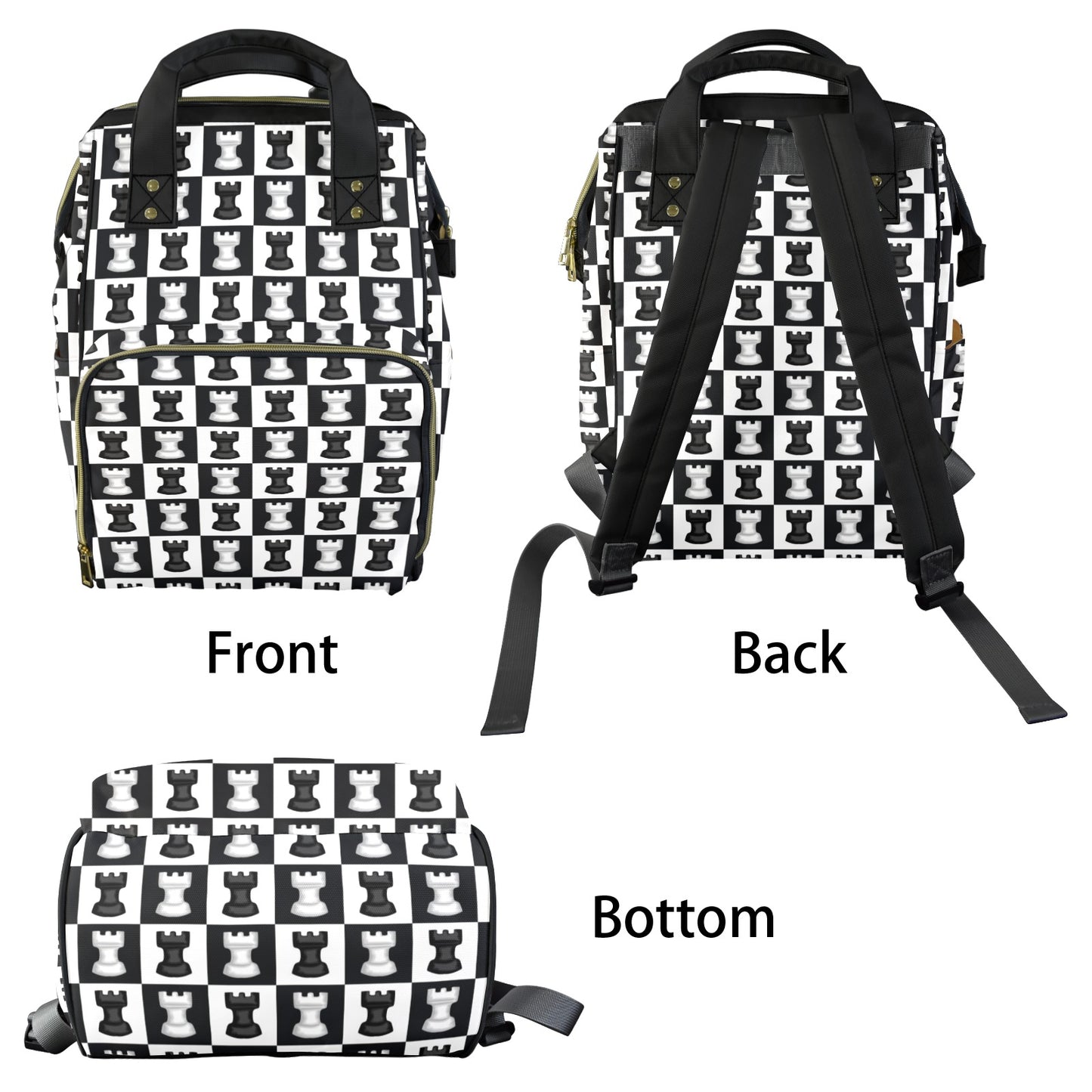 Chess Black And White - Multifunction Backpack