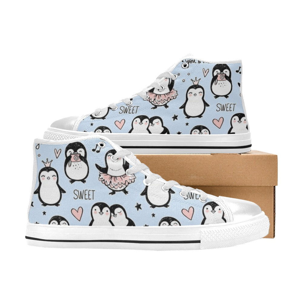 Penguin Love - Women's High Top Canvas Shoes