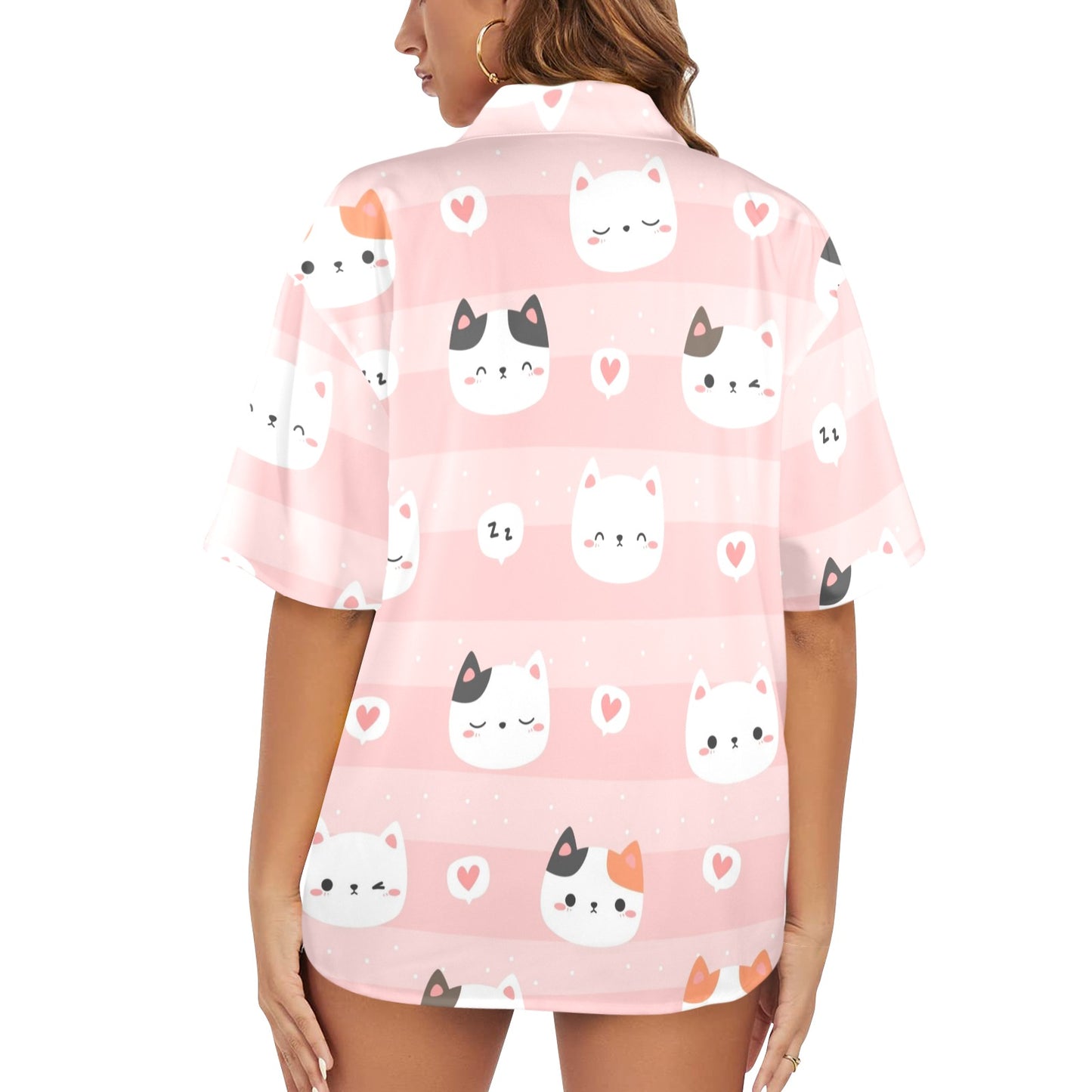 Pink Cats - Womens Hawaiian Shirt