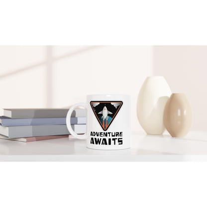 Adventure Awaits - White 11oz Ceramic Mug White 11oz Mug Globally Fulfilled Positivity