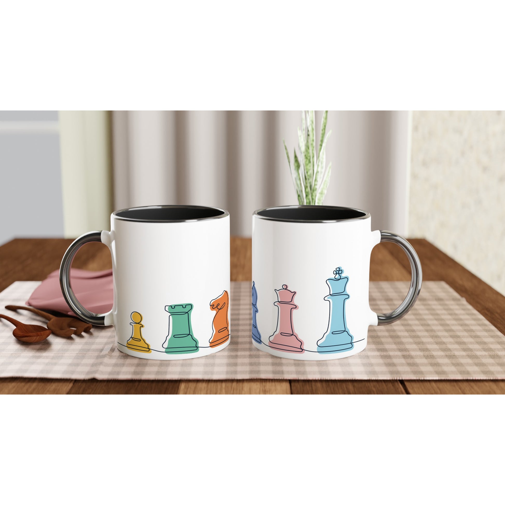 Chess - White 11oz Ceramic Mug with Colour Inside Ceramic Black Colour 11oz Mug Games Globally Fulfilled