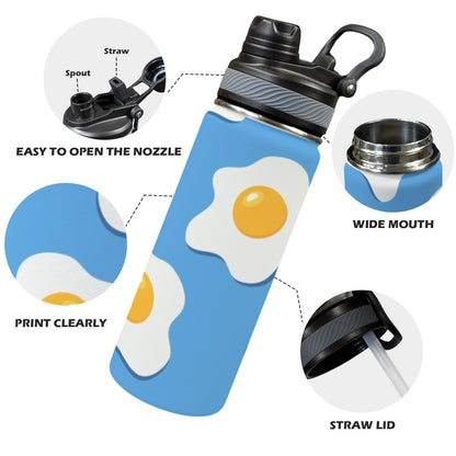 Fried Eggs - Insulated Water Bottle with Dual-Use Lid (18oz)