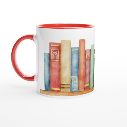 Books - White 11oz Ceramic Mug with Colour Inside Ceramic Red Colour 11oz Mug Reading