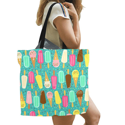 Ice Cream - Full Print Canvas Tote Bag Full Print Canvas Tote Bag Printed Offshore