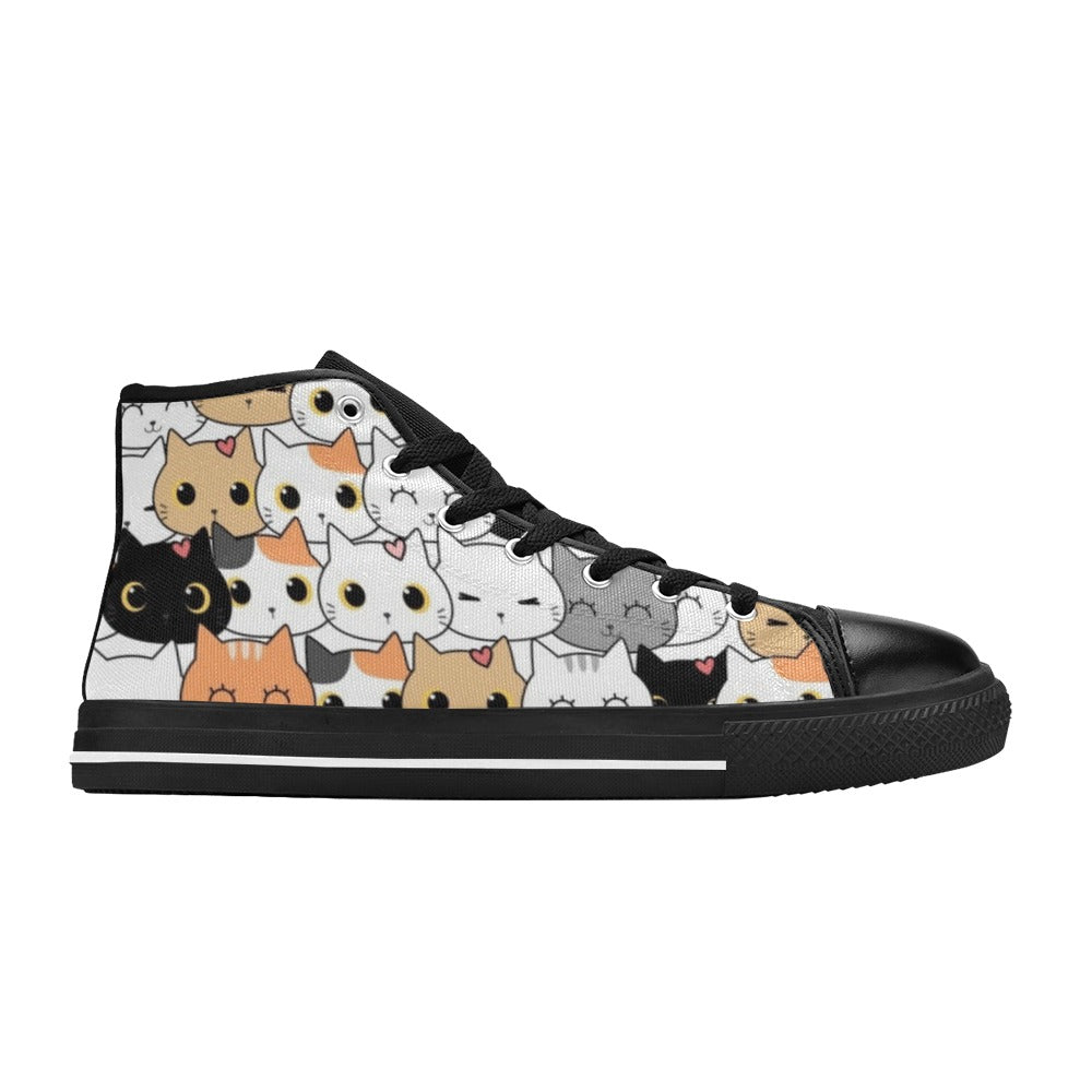 Cute Cartoon Cats - Kids' High Top Canvas Shoes