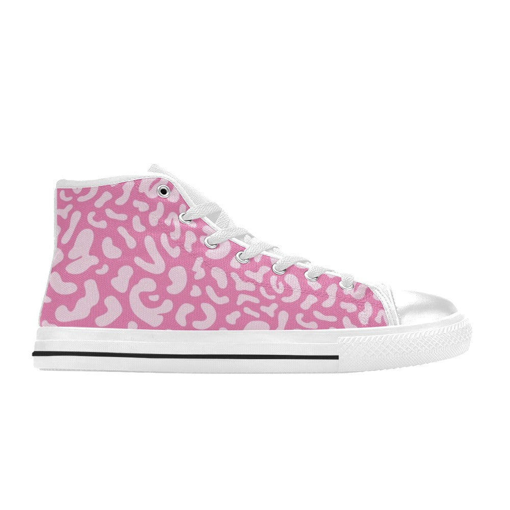 Pink Leopard - Men's High Top Canvas Shoes