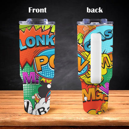 Comic Book 2 - 40oz Tumbler with White Handle