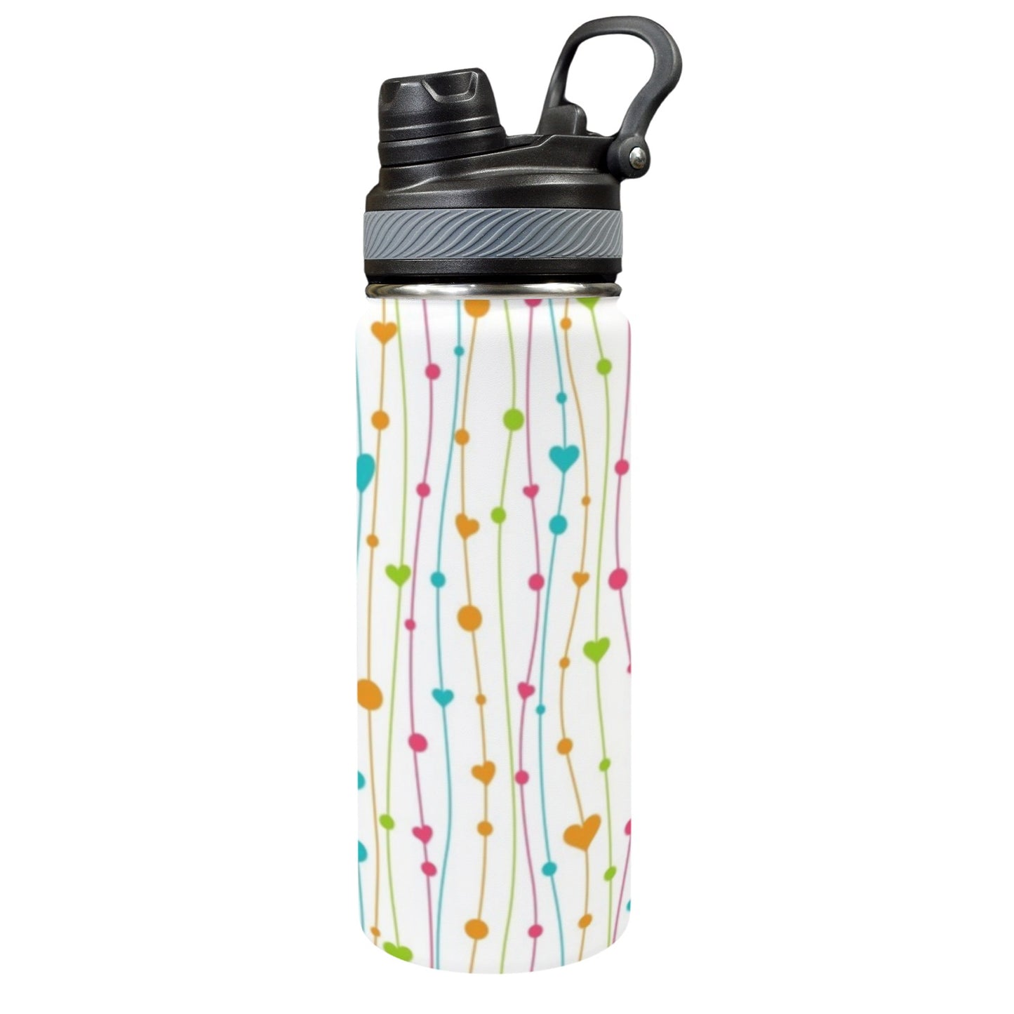 Heart Lines - Insulated Water Bottle with Dual-Use Lid (18oz) Insulated Water Bottle with Dual-Use Lid (18oz) Printed Offshore