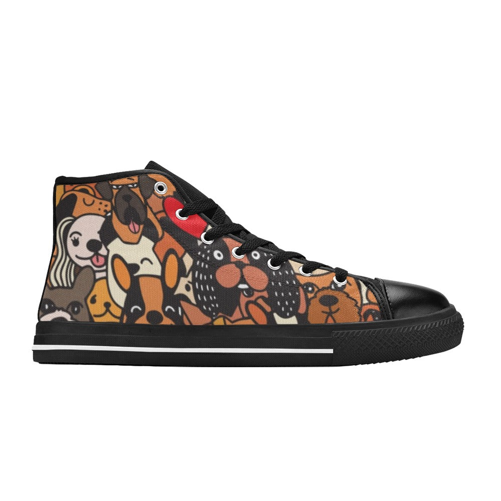 Dog Crowd - Women's High Top Canvas Shoes