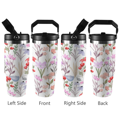 Floral Watercolour - 30oz Tumbler with Top Handle