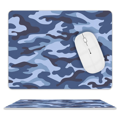 Blue Camouflage - Leather Mouse Pad