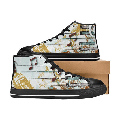 Music Graffiti - Women's High Top Canvas Shoes