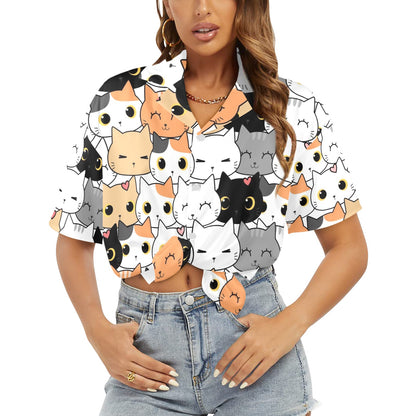 Cute Cartoon Cats - Womens Hawaiian Shirt