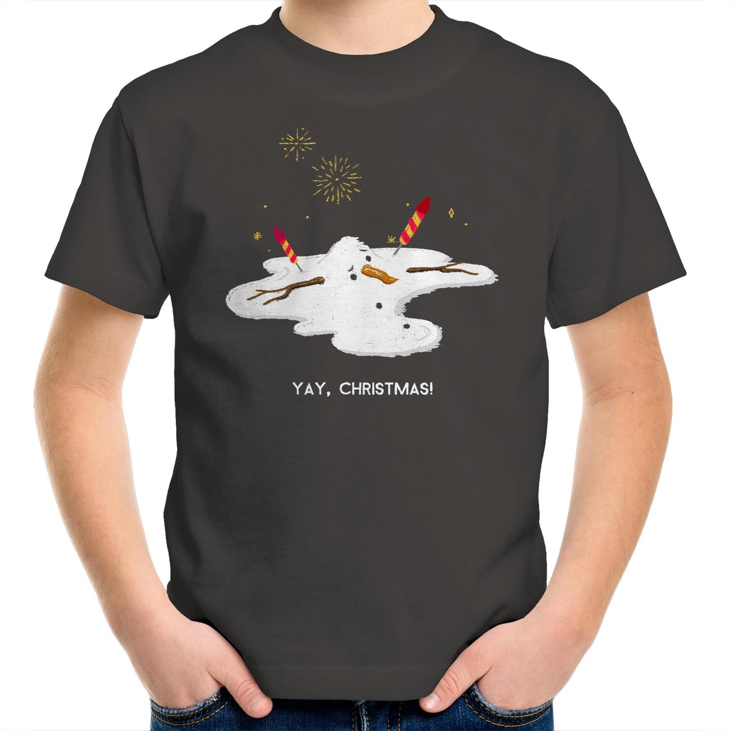 Melting Snowman, Yay Christmas - Kids Youth T-Shirt