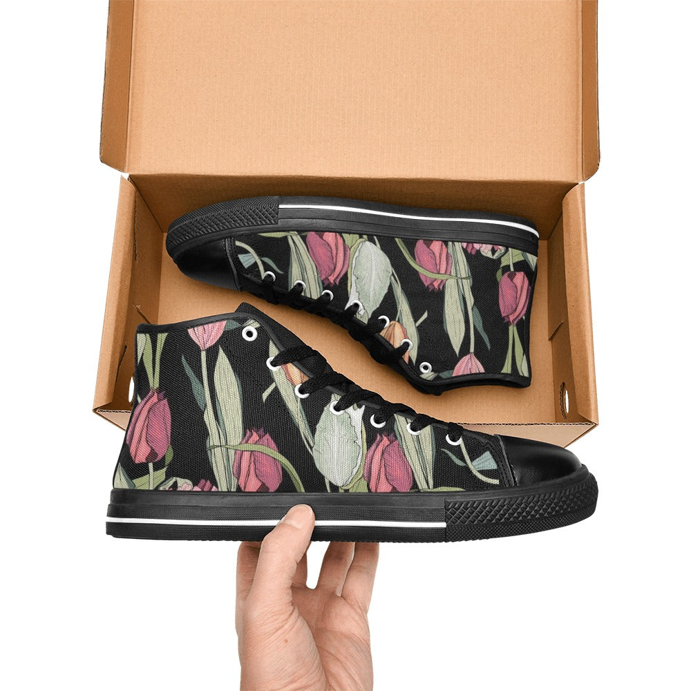 Tulips - Men's High Top Canvas Shoes