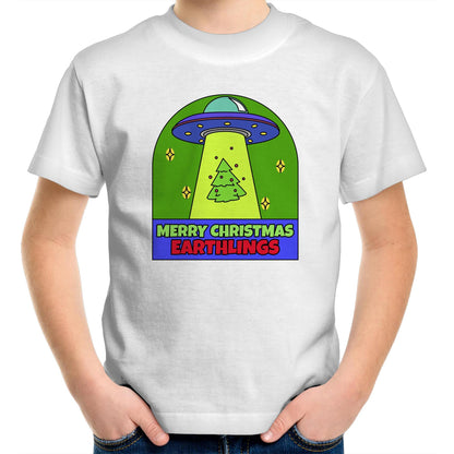 Merry Christmas Earthlings, UFO - Kids Youth T-Shirt