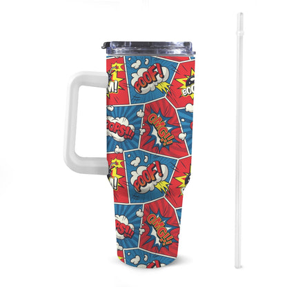 Comic Book Pop - 40oz Tumbler with White Handle