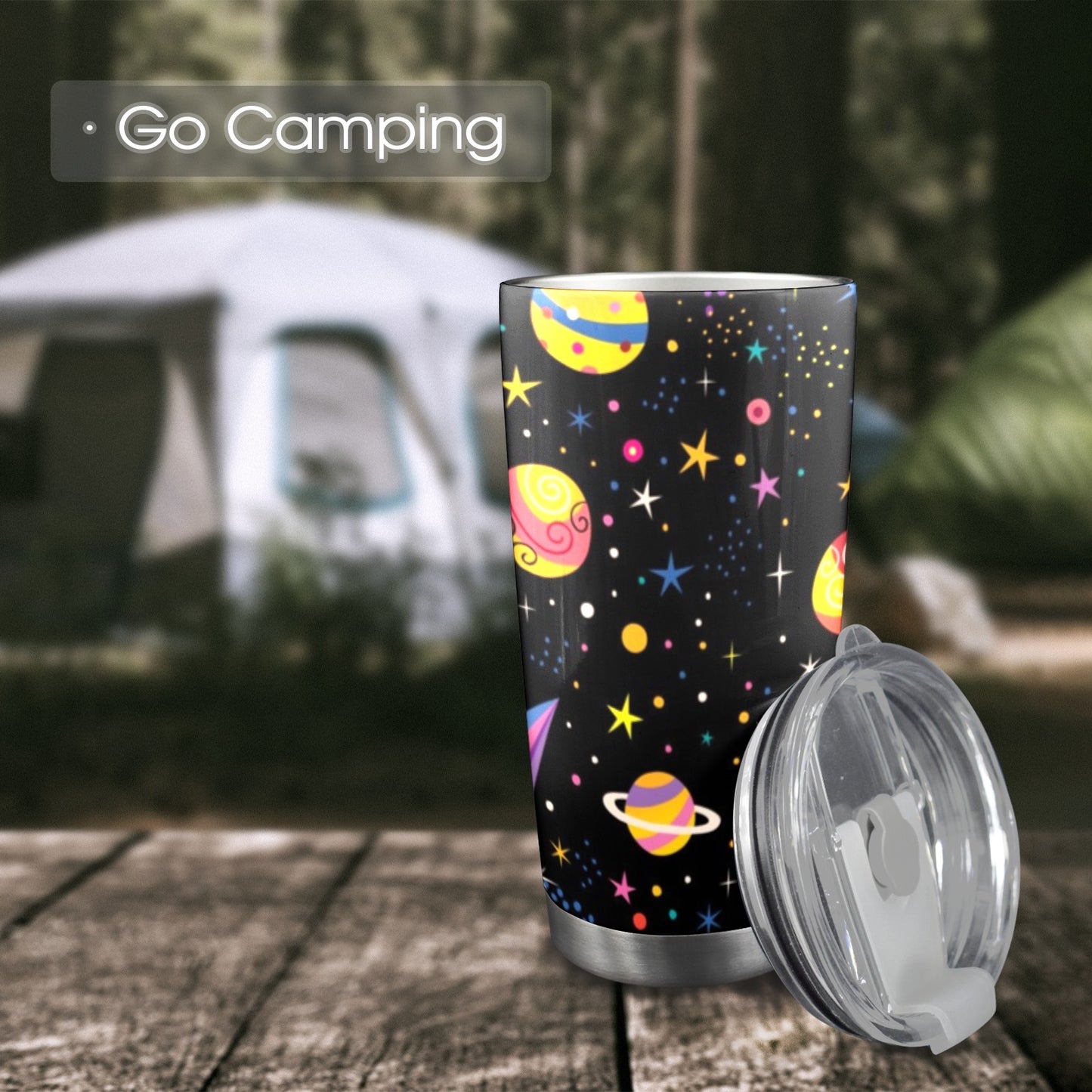 Colourful Space - 20oz Travel Mug with Clear Lid