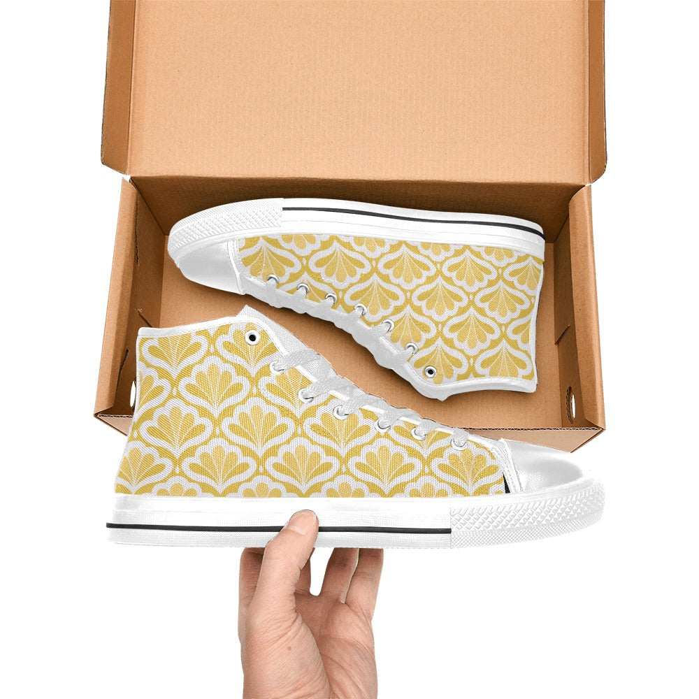 Yellow Pattern - Men's High Top Canvas Shoes