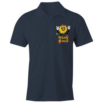 Stay Cool - Chad S/S Polo Shirt, Printed Navy Polo Shirt Retro