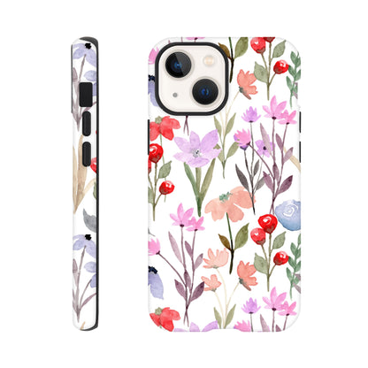 Watercolour Flowers - Phone Tough Case iPhone 13 Mini Phone Case Globally Fulfilled Plants