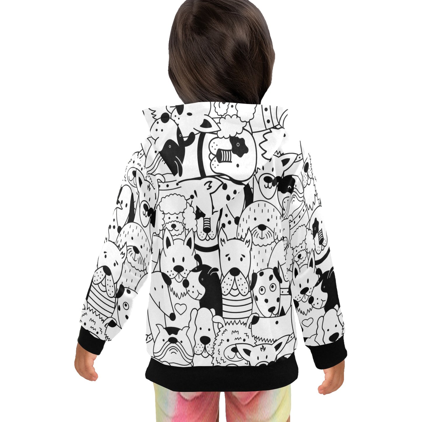 Black And White Dogs - Junior Girls Zip Up Hoodie