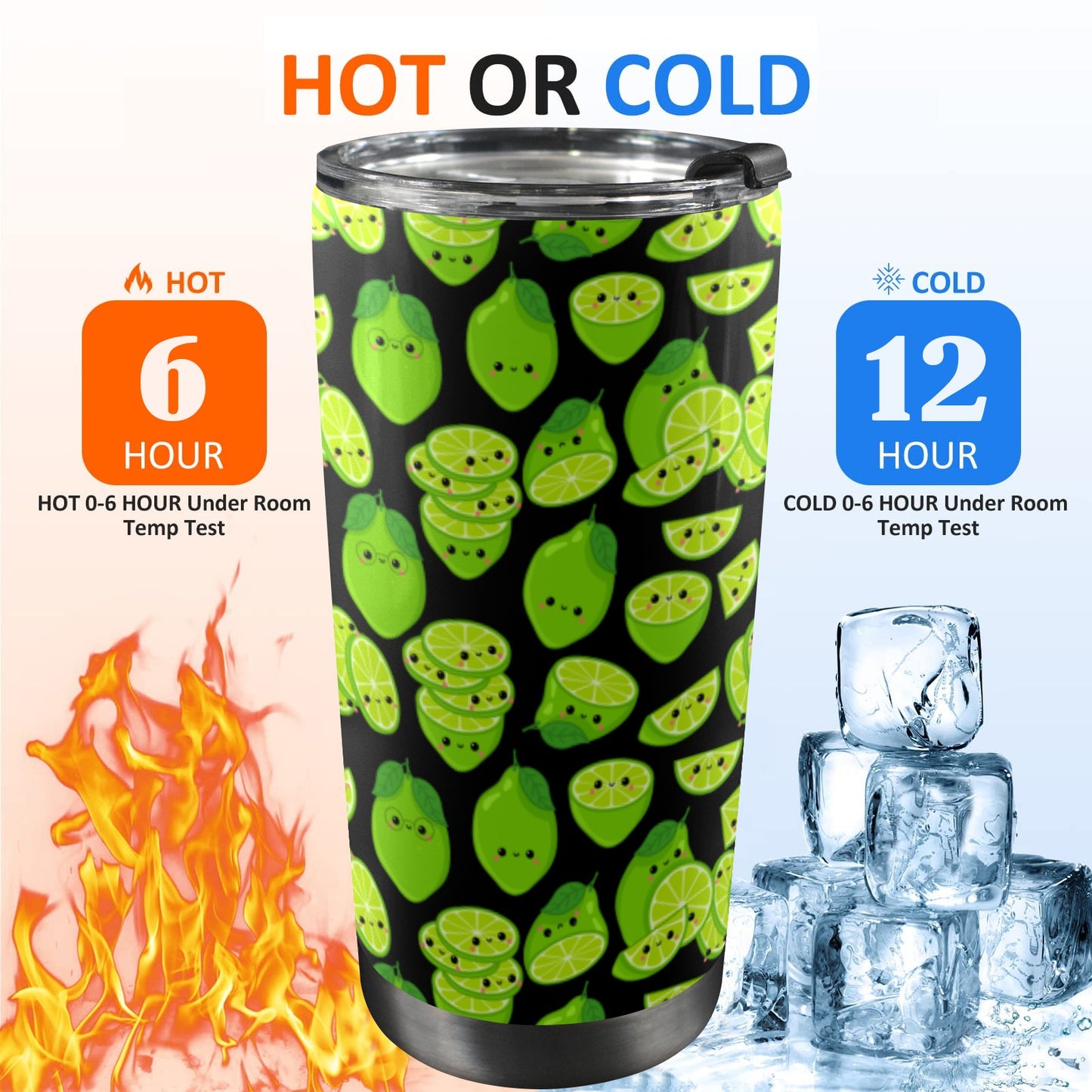 Cute Limes - 20oz Travel Mug / Tumbler 20oz Travel Mug / Tumbler Food Printed Offshore