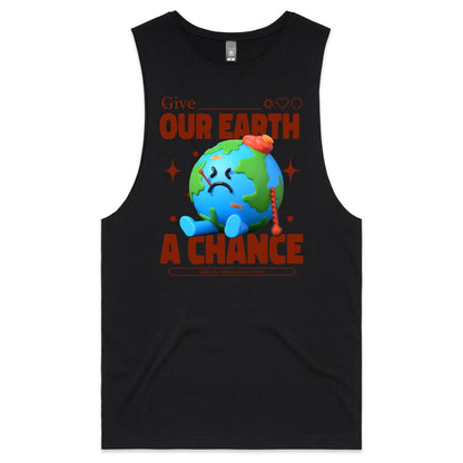 Give Our Earth A Chance - Mens Tank Top Tee Black Mens Tank Tee Environment